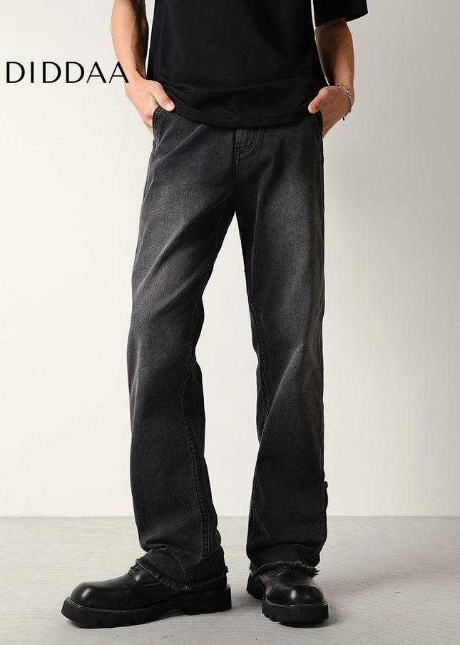 Black Vintage Wash Slightly Flared Jeans for Men - Men’s Jeans