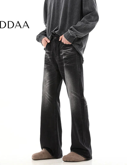Black Vintage Wash Slightly Flared Jeans for Men - S / Black - Men’s Jeans