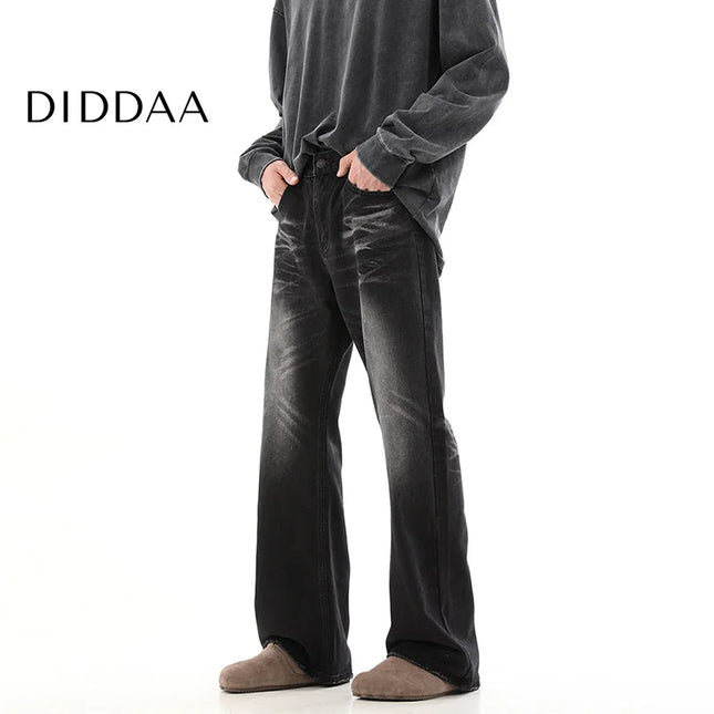 Black Vintage Wash Slightly Flared Jeans for Men - S / Black - Men’s Jeans