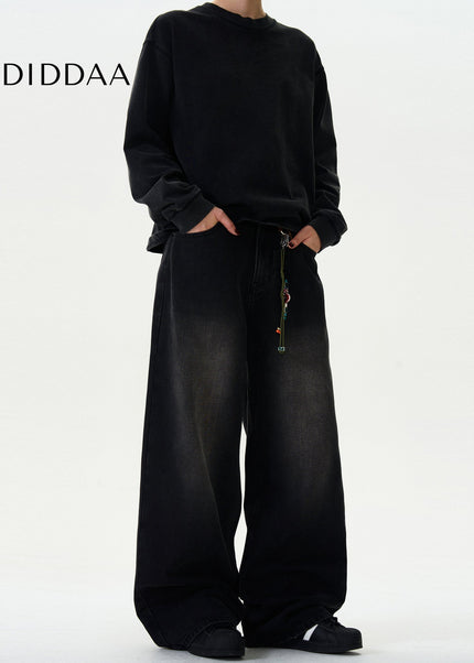 Black Vintage Washed Bootcut Jeans for Men and Women - Men’s Jeans