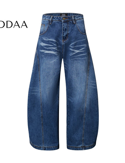 Black Vintage Whisker Washed Wide-Leg Scimitar Jeans - S / Blue - Women’s Jeans