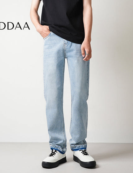 Black Wash Stretch Loose Straight Leg Jeans - 28 / Light Blue - Men’s Jeans
