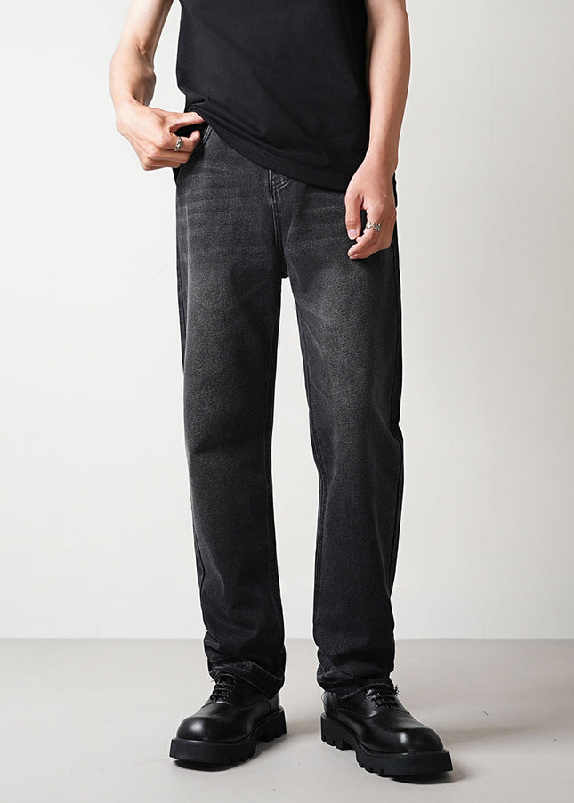 Black Wash Stretch Loose Straight Leg Jeans - 28 / Black - Men’s Jeans