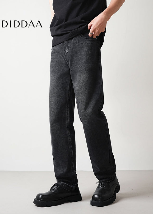 Black Wash Stretch Loose Straight Leg Jeans - Men’s Jeans