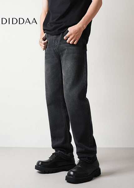 Black Wash Stretch Loose Straight Leg Jeans - Men’s Jeans