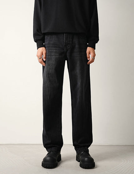 Black Washed Loose Straight Jeans for Men - 28 / Black - Men’s Jeans