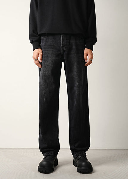 Black Washed Loose Straight Jeans for Men - 28 / Black - Men’s Jeans