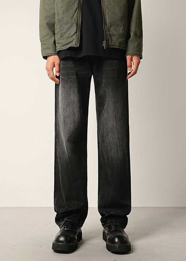 Black Washed Loose Straight Leg Casual Jeans - 28 / Black - Men’s Jeans