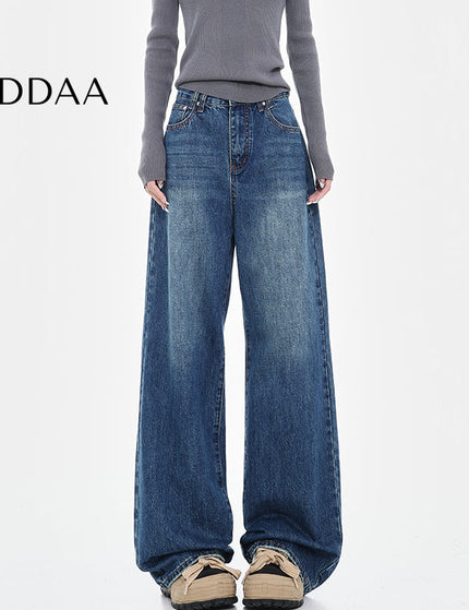 Black Washed Loose Wide-Leg Jeans for Women - S / Dark Blue - Women’s Jeans