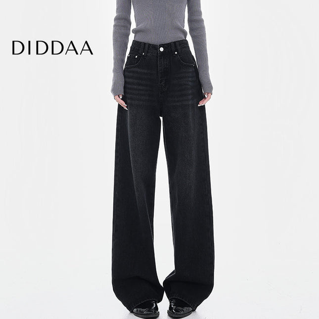 Black Washed Loose Wide-Leg Jeans for Women - S / Black - Women’s Jeans