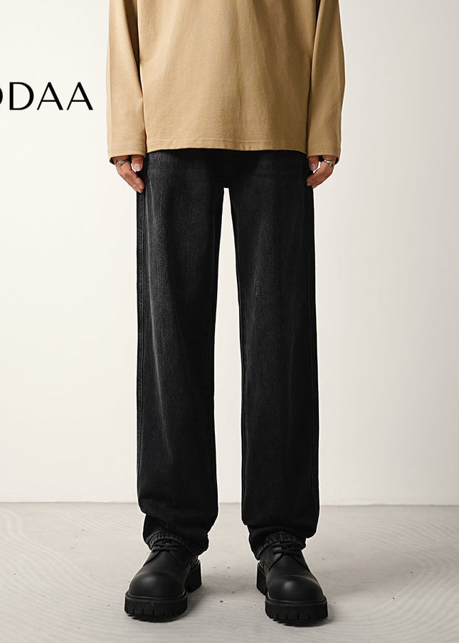 Black Washed Loose Wide-Leg Men’s Jeans - 28 / Black - Men’s Jeans