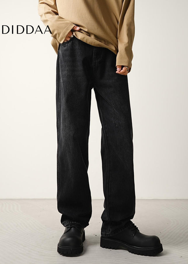 Black Washed Loose Wide-Leg Men’s Jeans - Men’s Jeans