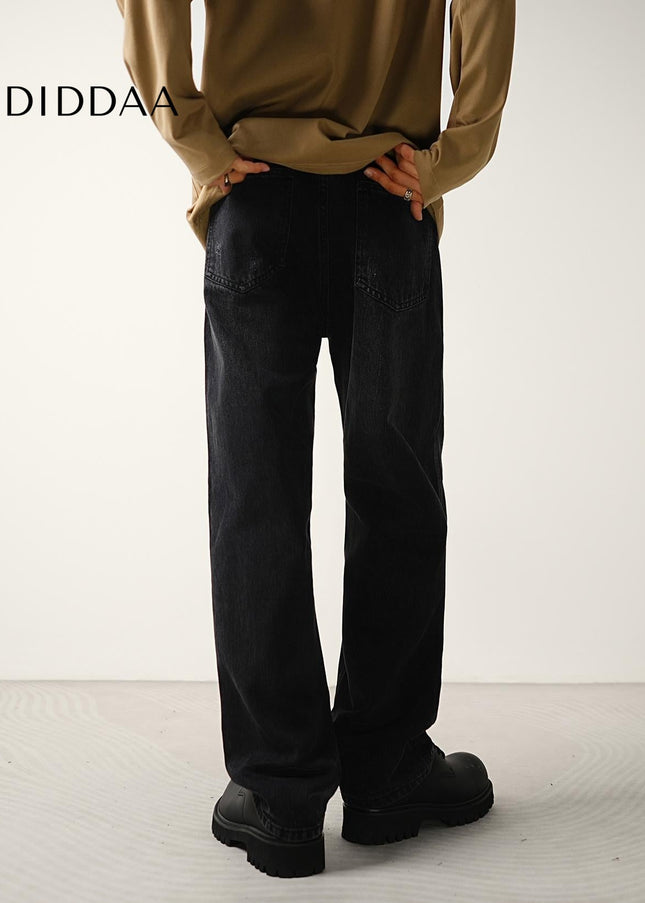 Black Washed Loose Wide-Leg Men’s Jeans - Men’s Jeans