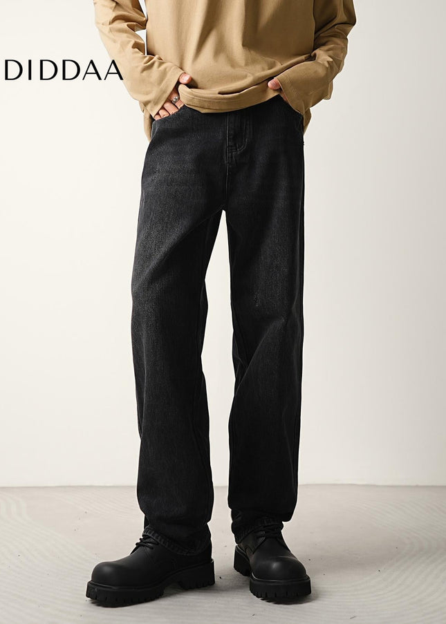 Black Washed Loose Wide-Leg Men’s Jeans - Men’s Jeans