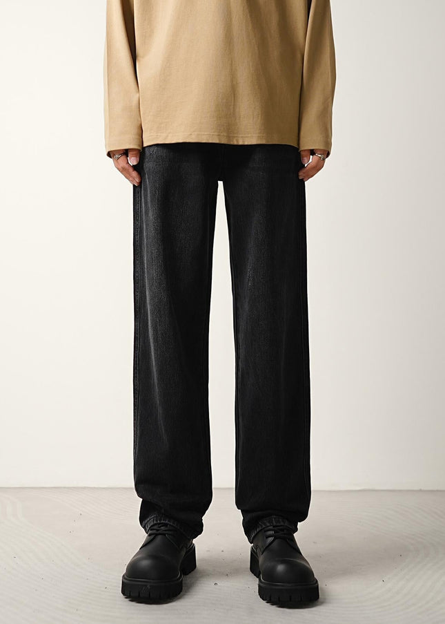 Black Washed Loose Wide-Leg Men’s Jeans - Men’s Jeans