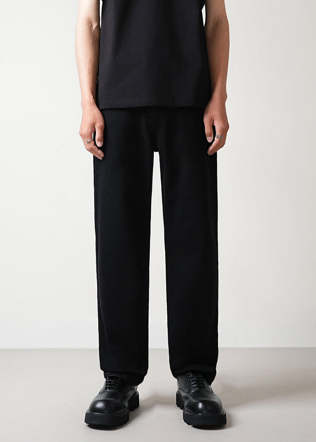Black Washed Stretch Loose Straight-Leg Jeans - Men’s Jeans