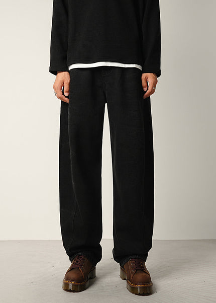 Black Water Pattern Tie Flower Loose Straight Jeans - S / Black - Men’s Jeans
