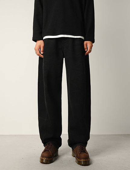 Black Water Pattern Tie Flower Loose Straight Jeans - S / Black - Men’s Jeans