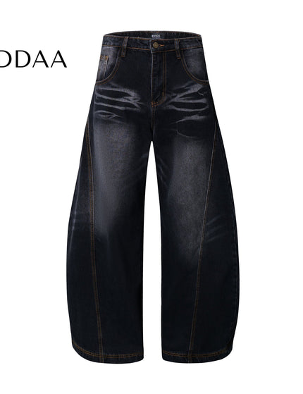 Black Whisker Wash Loose Wide Leg Machete Jeans - S / Black - Women’s Jeans