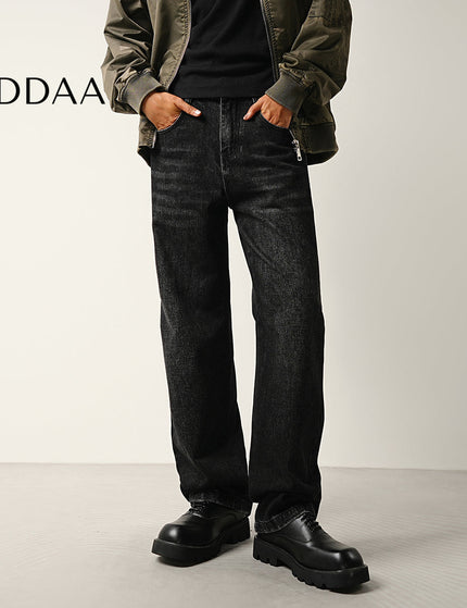 Black Zip Adjustable Slightly Flared Jeans - 28 / Black - Men’s Jeans