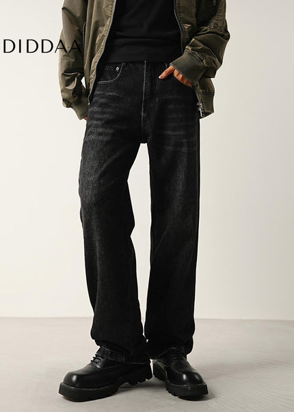 Black Zip Adjustable Slightly Flared Jeans - Men’s Jeans