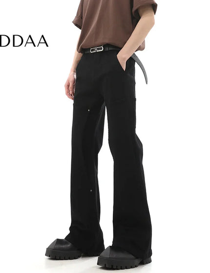 Black Zipper Closure Straight Bootcut Jeans - M / Black - Men’s Jeans