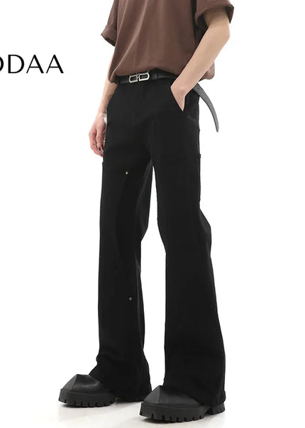 Black Zipper Closure Straight Bootcut Jeans - M / Black - Men’s Jeans