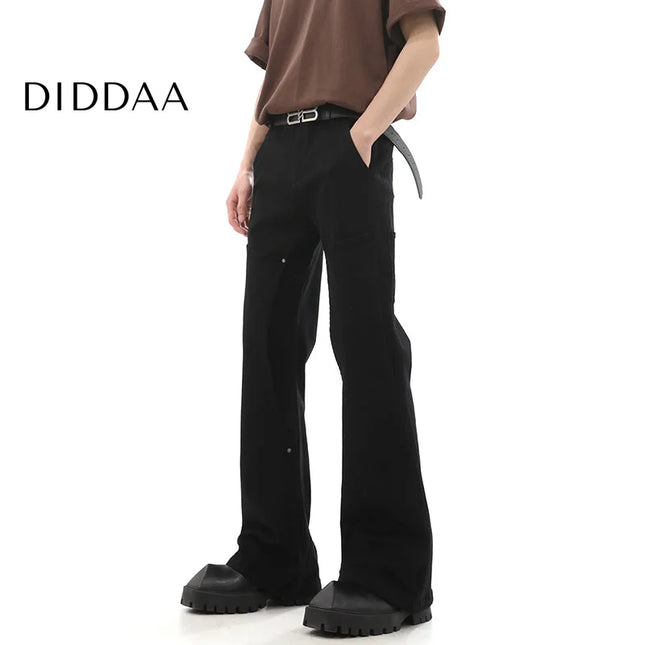 Black Zipper Closure Straight Bootcut Jeans - M / Black - Men’s Jeans