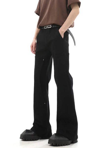 Black Zipper Closure Straight Bootcut Jeans - Men’s Jeans