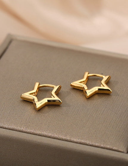 Blanche Earrings | Gold Silver Cute Star Hoop Earrings - Gold - Earrings