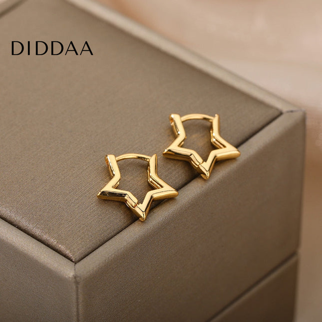 Blanche Earrings | Gold Silver Cute Star Hoop Earrings - Earrings