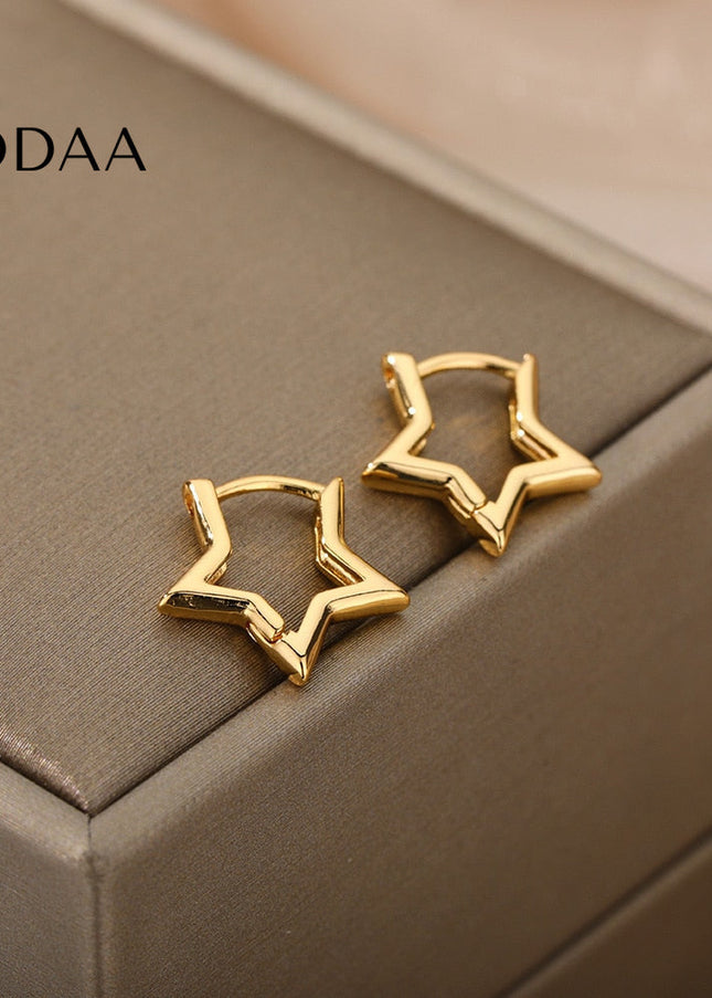 Blanche Earrings | Gold Silver Cute Star Hoop Earrings - Earrings