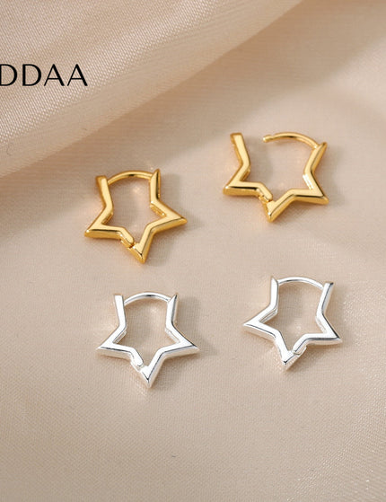 Blanche Earrings | Gold Silver Cute Star Hoop Earrings - Silver - Earrings