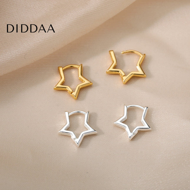 Blanche Earrings | Gold Silver Cute Star Hoop Earrings - Silver - Earrings