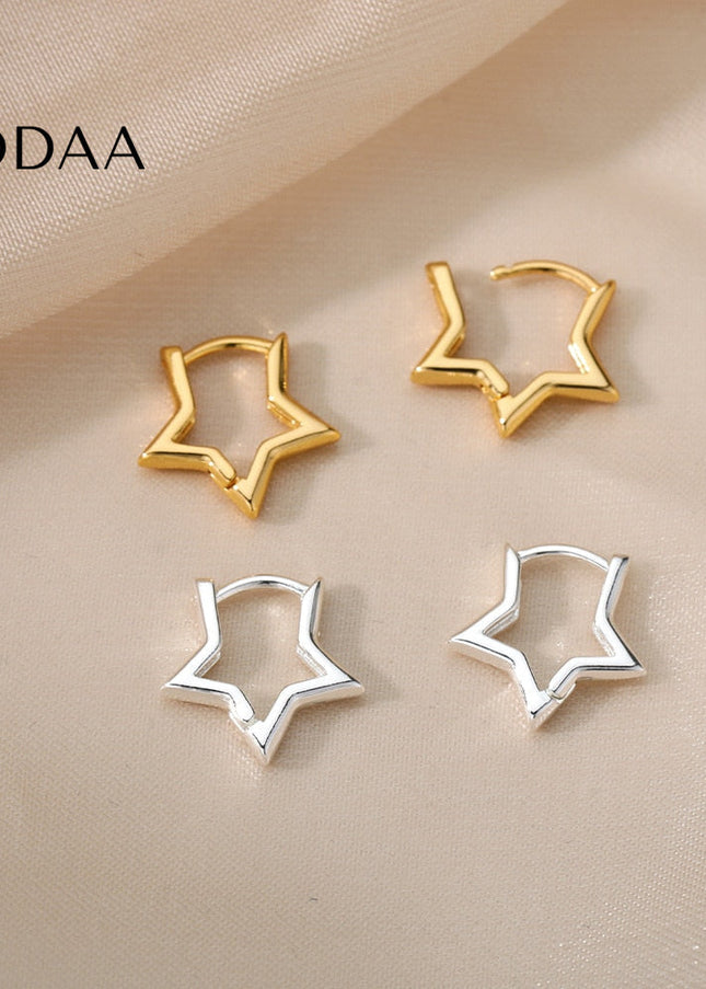 Blanche Earrings | Gold Silver Cute Star Hoop Earrings - Silver - Earrings