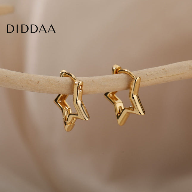 Blanche Earrings | Gold Silver Cute Star Hoop Earrings - Earrings