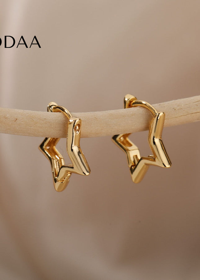 Blanche Earrings | Gold Silver Cute Star Hoop Earrings - Earrings