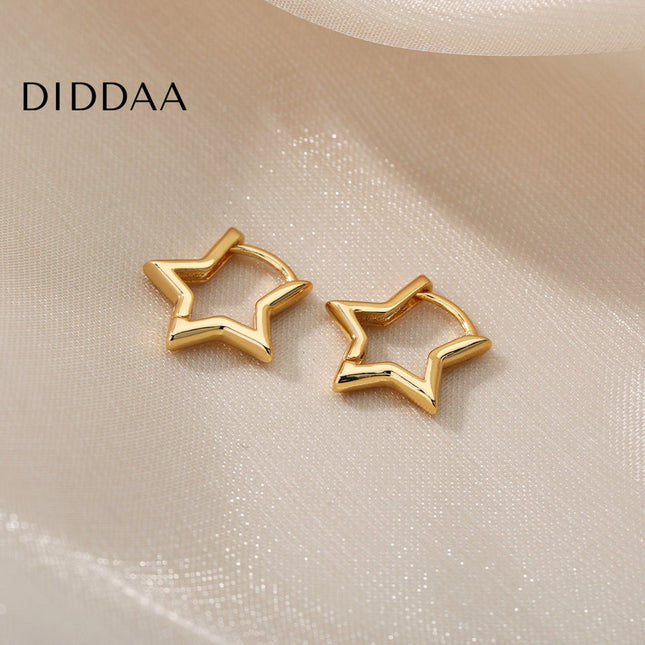 Blanche Earrings | Gold Silver Cute Star Hoop Earrings - Earrings