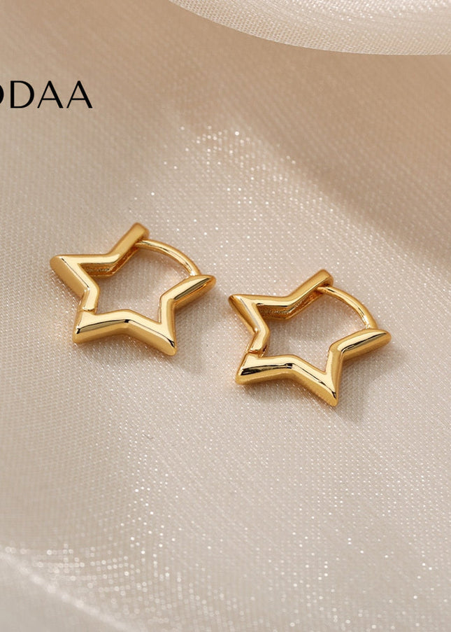 Blanche Earrings | Gold Silver Cute Star Hoop Earrings - Earrings