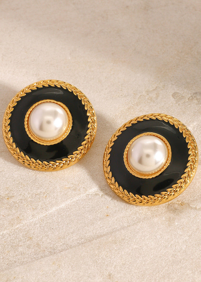 Jieding European and American stainless steel drip oil stud earrings luxury niche earrings 18k titanium steel earrings cross-border earring