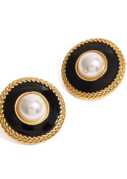 Jieding European and American stainless steel drip oil stud earrings luxury niche earrings 18k titanium steel earrings cross-border earring