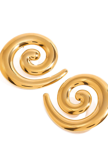 Jieding European and American stainless steel plated 18k gold thread stud metal non-fading earrings foreign trade titanium steel jewelry cross-border