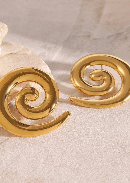 Jieding European and American stainless steel plated 18k gold thread stud metal non-fading earrings foreign trade titanium steel jewelry cross-border