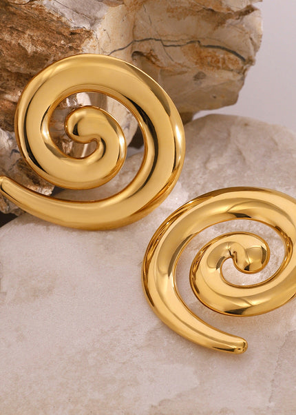 Jieding European and American stainless steel plated 18k gold thread stud metal non-fading earrings foreign trade titanium steel jewelry cross-border