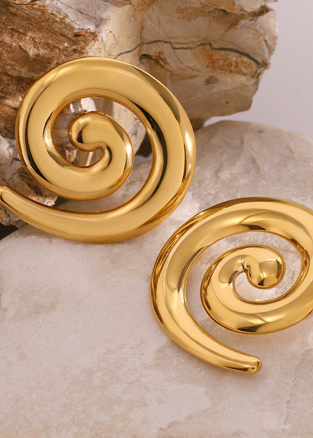 Jieding European and American stainless steel plated 18k gold thread stud metal non-fading earrings foreign trade titanium steel jewelry cross-border