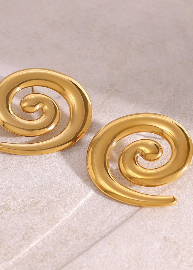 Jieding European and American stainless steel plated 18k gold thread stud metal non-fading earrings foreign trade titanium steel jewelry cross-border