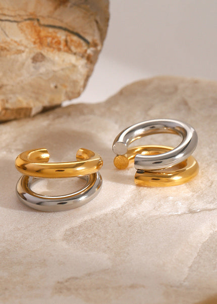 Jieding stainless steel double C piercing, ear bone clip, high-end niche earrings, titanium steel, non-fading ear jewelry, cross-border