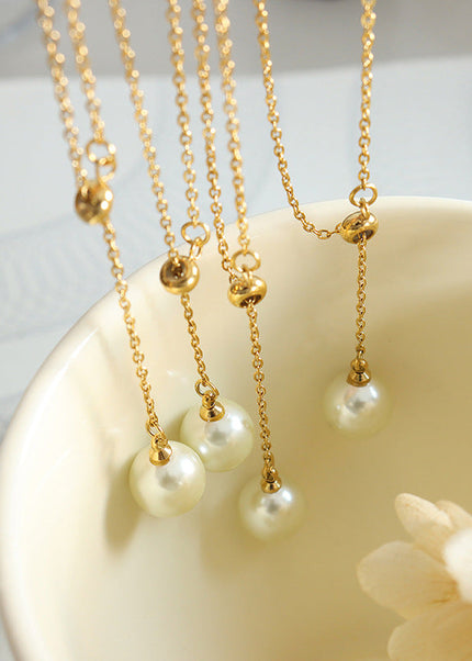 Hong Kong style ins, trendy gentle and pleasant, imitation pearl draw-on buckle design, tassel adjustable, a variety of wearing necklaces