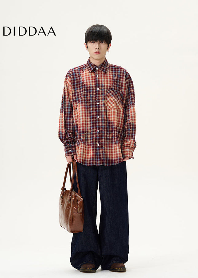 Blue American Retro Loose Wide-Leg Jeans for Men - Women’s Jeans