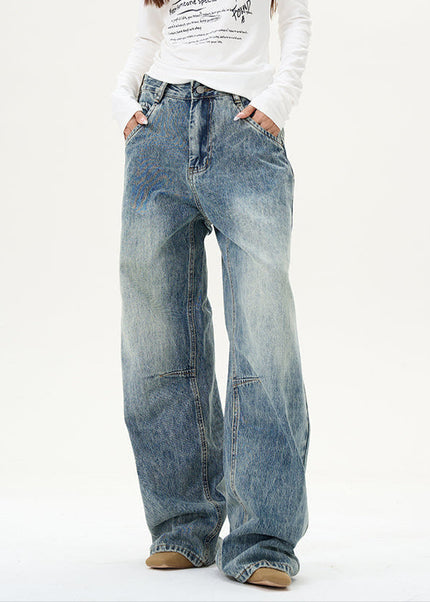 Blue American Retro Washed Straight Jeans - Women’s Jeans